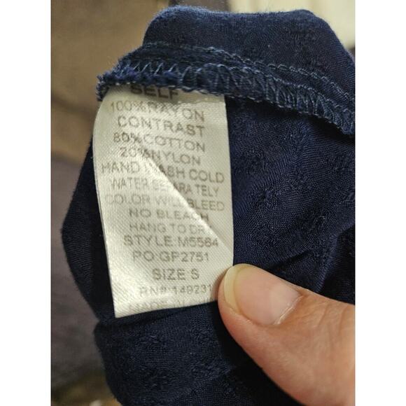 Kori America Blue Long Sleeve Peasant Top Off the Shoulder Womens Sz Small Boho - Picture 7 of 7